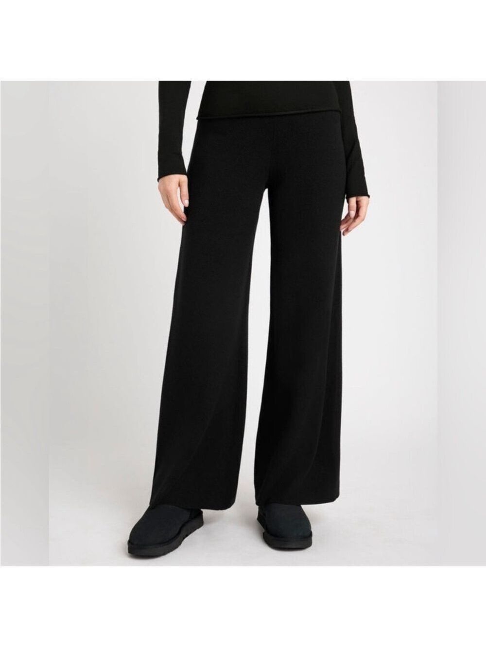 Splendid Wide Leg Sweater Knit Pants, Black, size XL